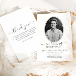 Minimalistisches Schwarz-Weiß-Foto-Beerdigung Dankeskarte