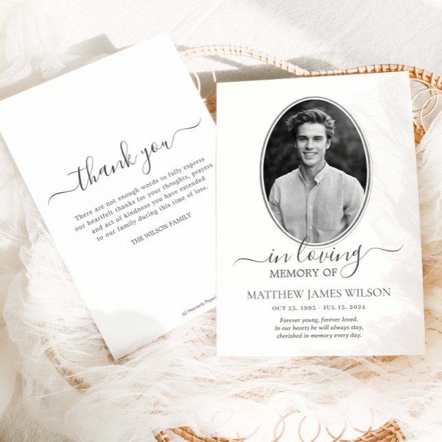 Minimalistisches Schwarz-Weiß-Foto-Beerdigung Dankeskarte (Von Creator hochgeladen)