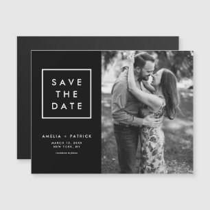 Minimalistisches Schwarz-Weiß-Foto Save the Date Magneteinladung