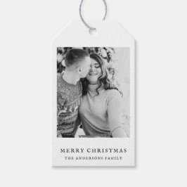 Minimalistisches Schwarz-Weiß-Foto Weihnachten Geschenkanhänger