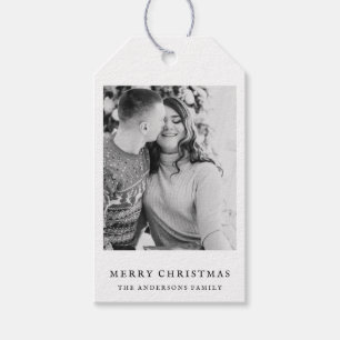 Minimalistisches Schwarz-Weiß-Foto Weihnachten Geschenkanhänger
