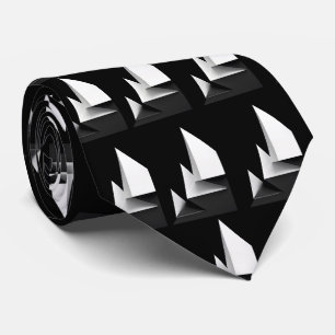 Minimalistisches Schwarz-Weiß-Geometrisches Berggi Krawatte