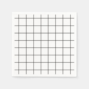 Minimalistisches Schwarz-Weiß-Gitter Serviette