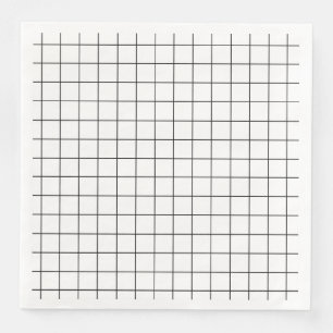 Minimalistisches Schwarz-Weiß-Gitter Serviette