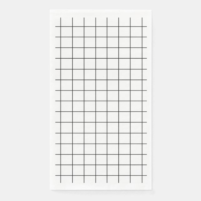 Minimalistisches Schwarz-Weiß-Gitter Serviette (Vorderseite)
