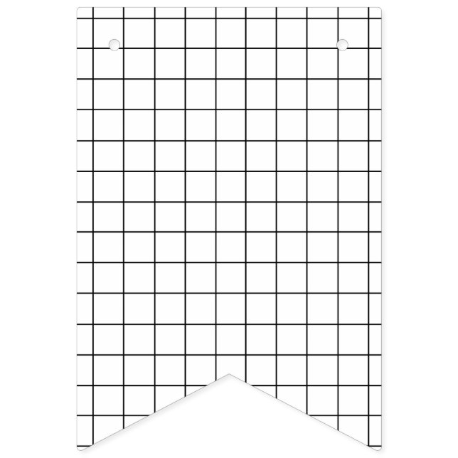 Minimalistisches Schwarz-Weiß-Gitter Wimpelkette (Erste Fahne)