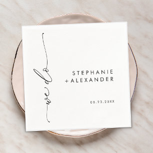 Minimalistisches Schwarz-Weiß-Heiratspapier Napkin Serviette