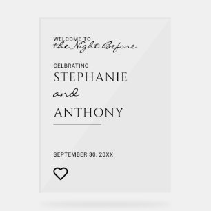 Minimalistisches Schwarz-Weiß-Herz Moderne Probe Acrylschild