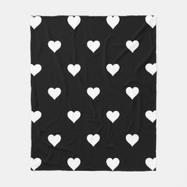 Minimalistisches Schwarz-Weiß-Herzmuster Fleecedecke