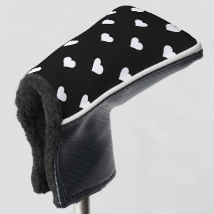 Minimalistisches Schwarz-Weiß-Herzmuster Golf Headcover