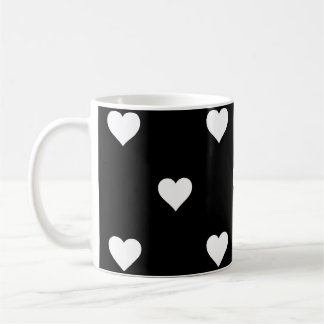Minimalistisches Schwarz-Weiß-Herzmuster Kaffeetasse