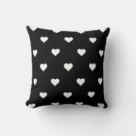 Minimalistisches Schwarz-Weiß-Herzmuster Kissen
