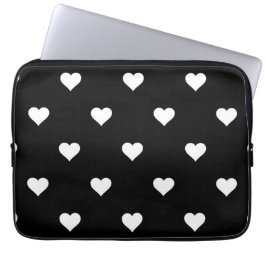 Minimalistisches Schwarz-Weiß-Herzmuster Laptopschutzhülle