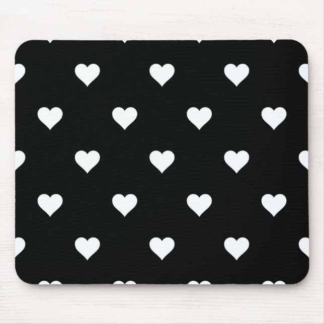 Minimalistisches Schwarz-Weiß-Herzmuster Mousepad (Vorne)