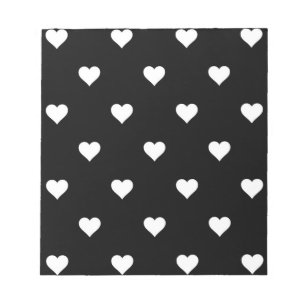 Minimalistisches Schwarz-Weiß-Herzmuster Notizblock
