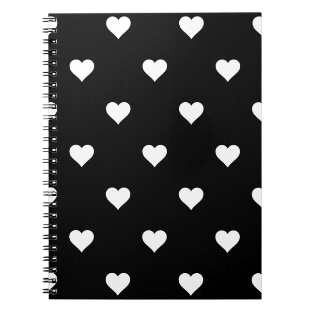 Minimalistisches Schwarz-Weiß-Herzmuster Notizblock (Vorderseite)