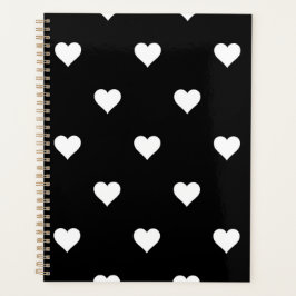 Minimalistisches Schwarz-Weiß-Herzmuster Planer