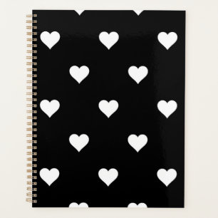 Minimalistisches Schwarz-Weiß-Herzmuster Planer