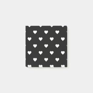 Minimalistisches Schwarz-Weiß-Herzmuster Post-it Klebezettel