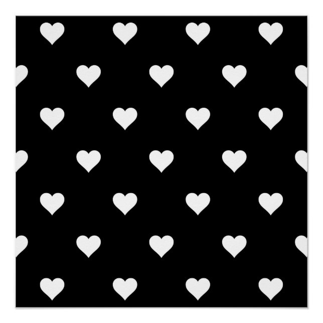 Minimalistisches Schwarz-Weiß-Herzmuster Poster (Vorderseite)