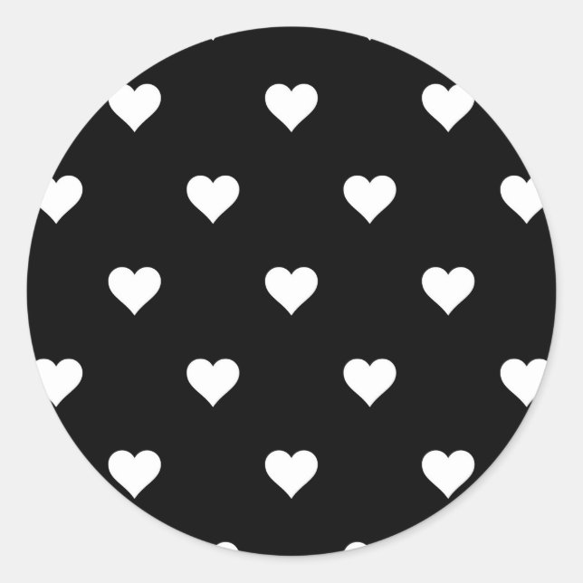 Minimalistisches Schwarz-Weiß-Herzmuster Runder Aufkleber (Vorderseite)