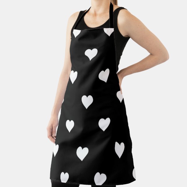 Minimalistisches Schwarz-Weiß-Herzmuster Schürze (InSitu)