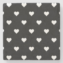 Minimalistisches Schwarz-Weiß-Herzmuster Steinuntersetzer