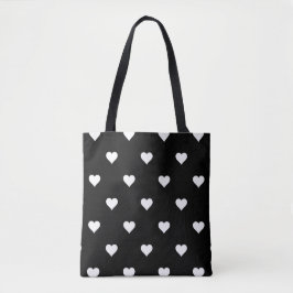 Minimalistisches Schwarz-Weiß-Herzmuster Tasche