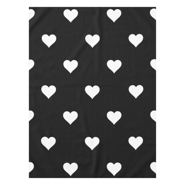 Minimalistisches Schwarz-Weiß-Herzmuster Tischdecke (Vorderseite)
