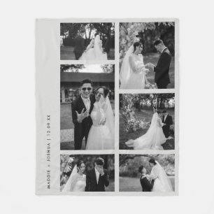 Minimalistisches Schwarz-Weiß-Hochzeitfoto-Collage Fleecedecke
