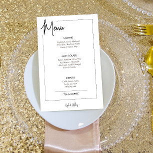 Minimalistisches Schwarz-Weiß-Hochzeitsmenü Bar Dr