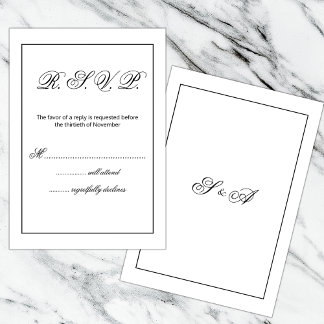 Minimalistisches Schwarz-Weiß-Hochzeitsraster RSVP Karte