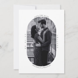 Minimalistisches Schwarz-Weiß-Hochzeitsstift-Foto Save The Date
