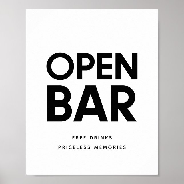 Minimalistisches Schwarz-Weiß-Hochzeitszeichen Ope Poster (Vorne)