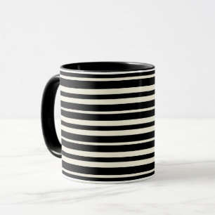 Minimalistisches Schwarz-Weiß-Horizontal-Streifenm Tasse