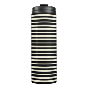 Minimalistisches Schwarz-Weiß-Horizontalstreifenmu Thermosbecher