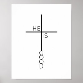 Minimalistisches Schwarz-Weiß-Kreuz Christlich Poster