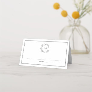 Minimalistisches Schwarz-Weiß-Leaf Moderne Hochzei Platzkarte