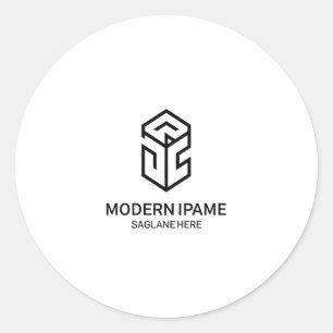 Minimalistisches Schwarz-Weiß-Logo für moderne Unt Runder Aufkleber