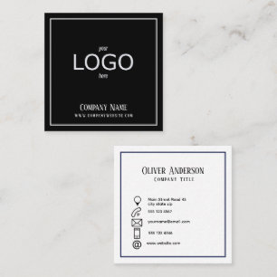 Minimalistisches Schwarz-Weiß-Logo Quadratische Visitenkarte