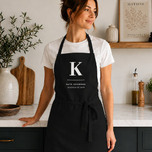 Minimalistisches Schwarz-Weiß-Modernes Monogramm Schürze