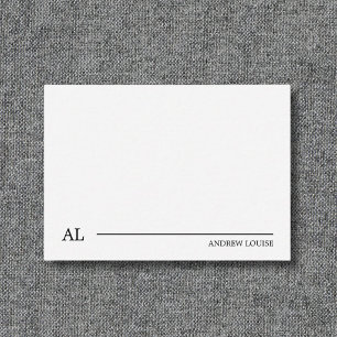 Minimalistisches Schwarz-Weiß-Monogramm-Linien-Ges Mitteilungskarte