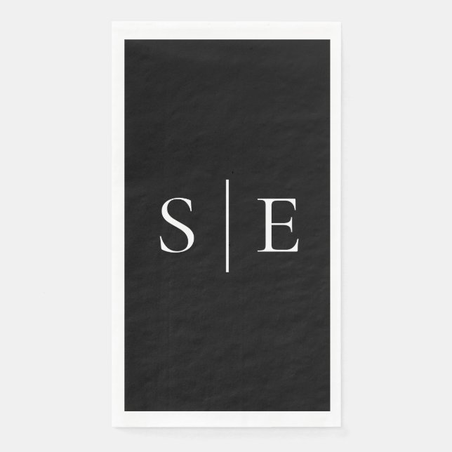 Minimalistisches Schwarz-Weiß-Monogramm Serviette (Vorderseite)