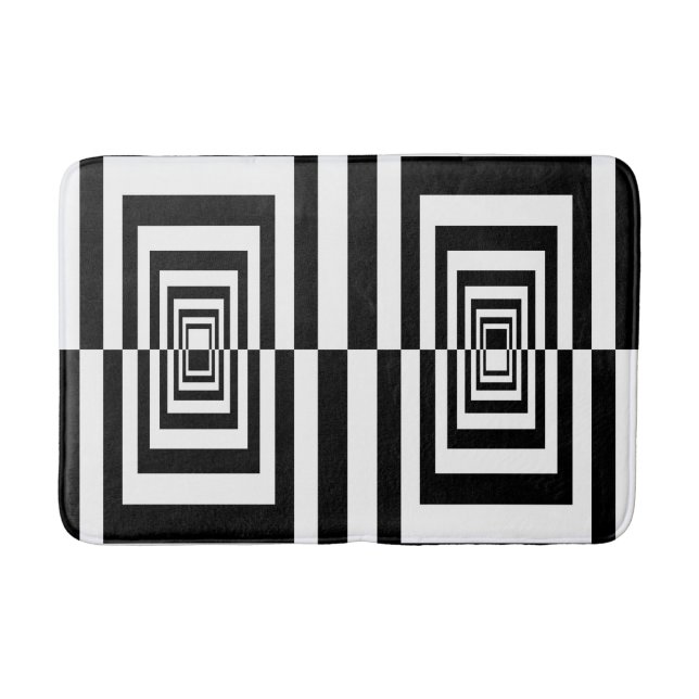 Minimalistisches Schwarz-Weiß-Muster Badematte (Vorderseite)