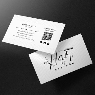 Minimalistisches Schwarz-Weiß-Muster Hairstylist Q Visitenkarte