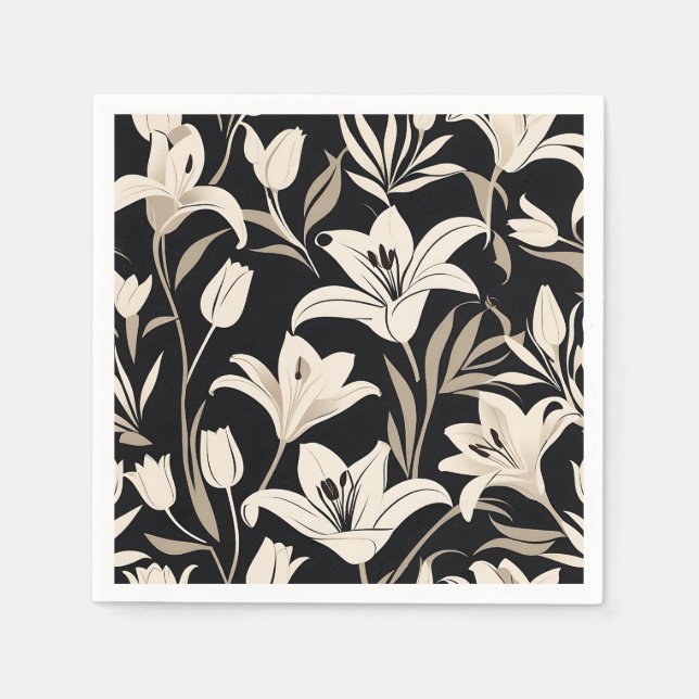 Minimalistisches Schwarz-Weiß-Muster Serviette (Vorderseite)