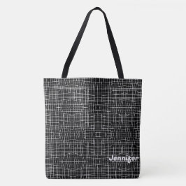 Minimalistisches Schwarz-Weiß-Muster Totbeutel Tasche