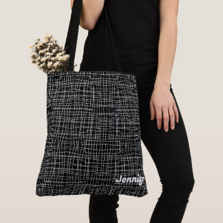 Minimalistisches Schwarz-Weiß-Muster Totbeutel Tasche