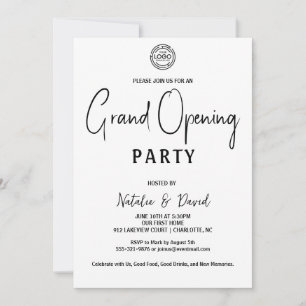Minimalistisches Schwarz Weiß Open House Eröffnung Einladung