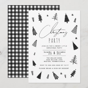 Minimalistisches Schwarz-Weiß-Party Einladung